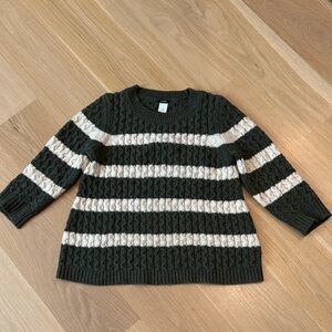 J Crew Green and Cream Striped Women's Sweater size medium